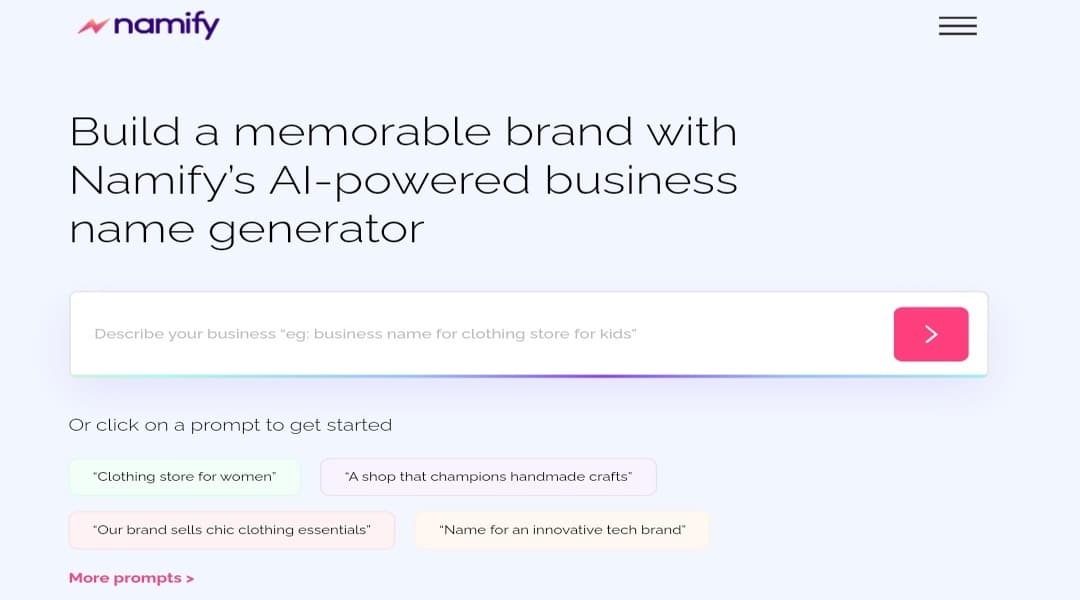 Namify: صمم اسم مشروعك وشعارك بسهولة مجانًا